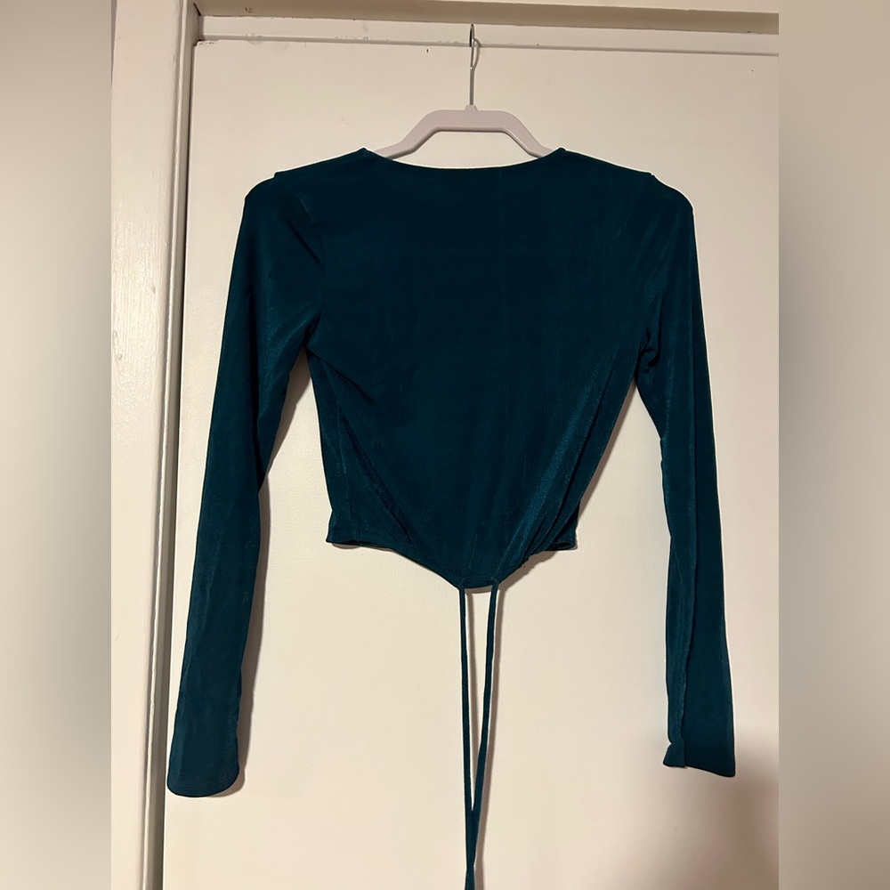 Teal long sleeve going-out top - Picture 2 of 5